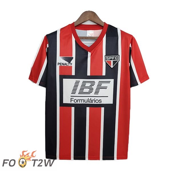 1991 Sao Paulo FC Retro Exterieur Maillot Foot Rouge Noir