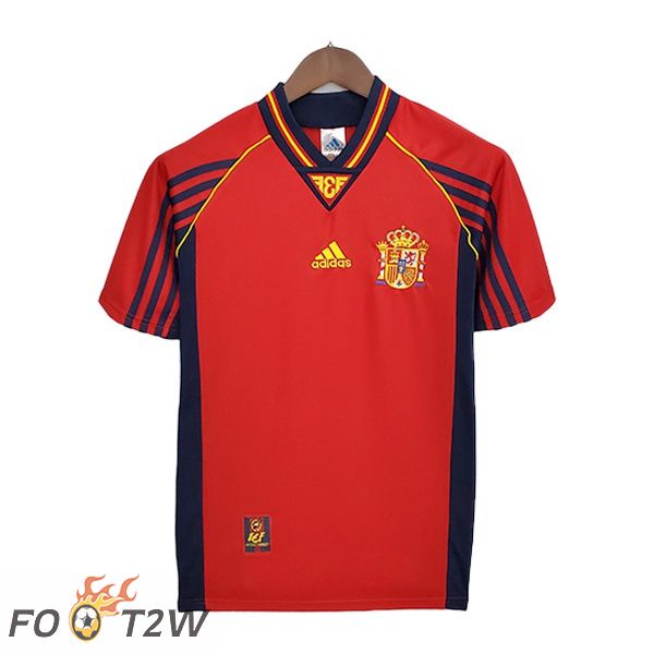 1998 Espagne Retro Domicile Maillot Foot Rouge