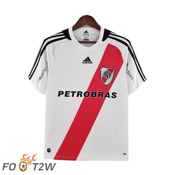 Maillot de Foot River Plate Retro Domicile Blanc Rouge 2009-2010