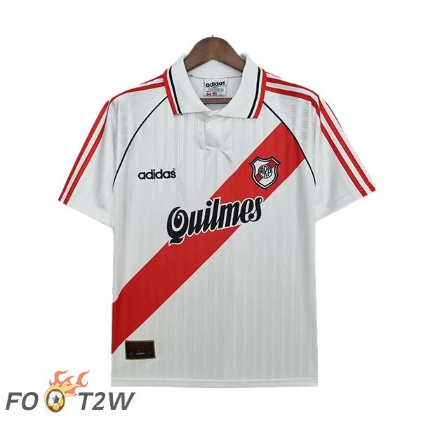 Maillot de Foot River Plate Retro Domicile Blanc Rouge 1995-1996