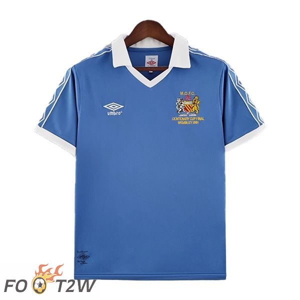 Maillot de Foot Manchester City Retro Domicile Bleu 1981-1982