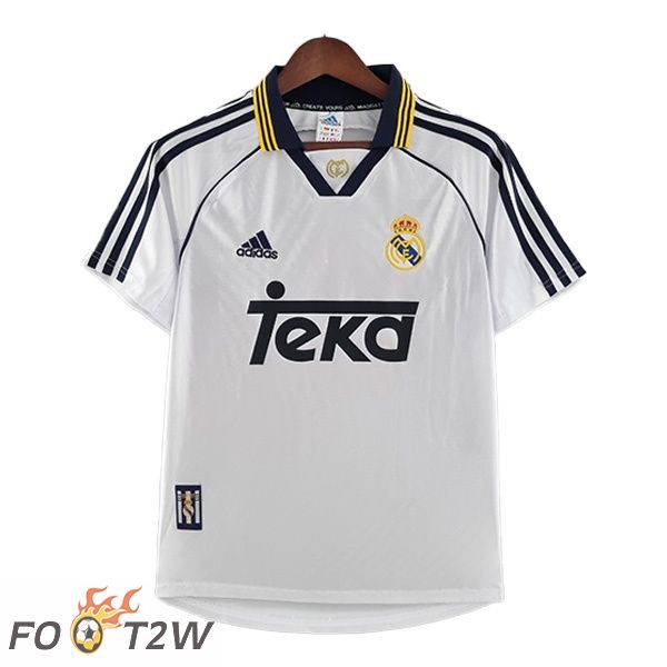 Maillot de Foot Real Madrid Retro Domicile Blanc 2000