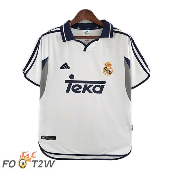 Maillot de Foot Real Madrid Retro Domicile Blanc 2000-2001