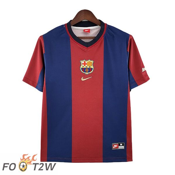 Maillot de Foot FC Barcelone Retro Domicile Bleu Rouge 1998-1999