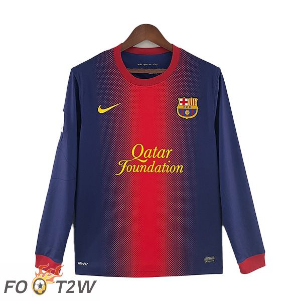 Maillot de Foot Barcelona long sleeve Domicile Retro Pourpre Rouge 2012-2013