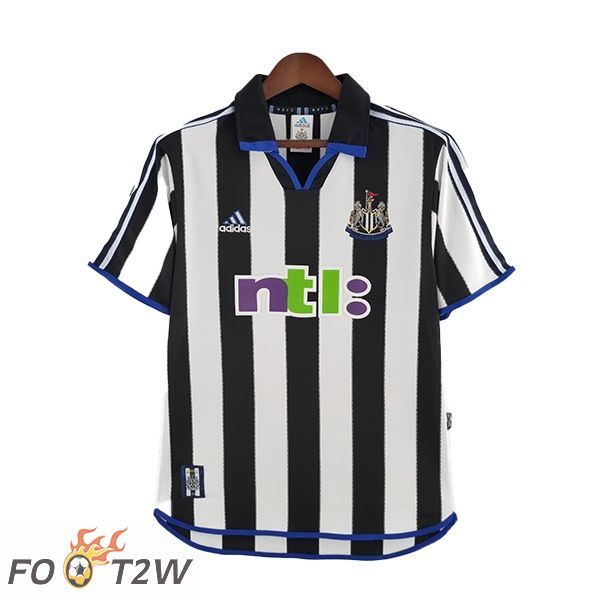 Maillot de Foot Newcastle United Domicile Retro Noir Blanc 2000-2001