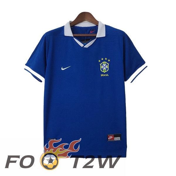 Maillot De Foot Bresil Retro Exterieur Bleu 1997