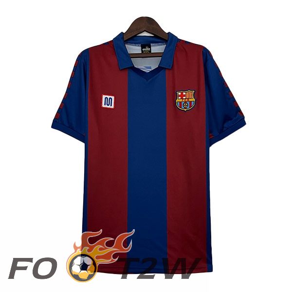 Maillot De Foot FC Barcelone Retro Domicile Rouge Bleu 1980-1982