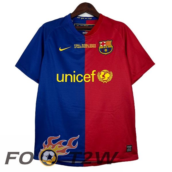 Maillot De Foot FC Barcelone Retro UEFA Champions League Domicile Rouge Bleu 2008-2009