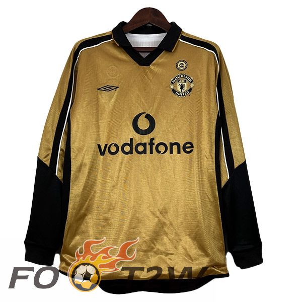 Maillot De Foot Manchester United Retro Édition 100e Anniversaire Manche longue Jaune