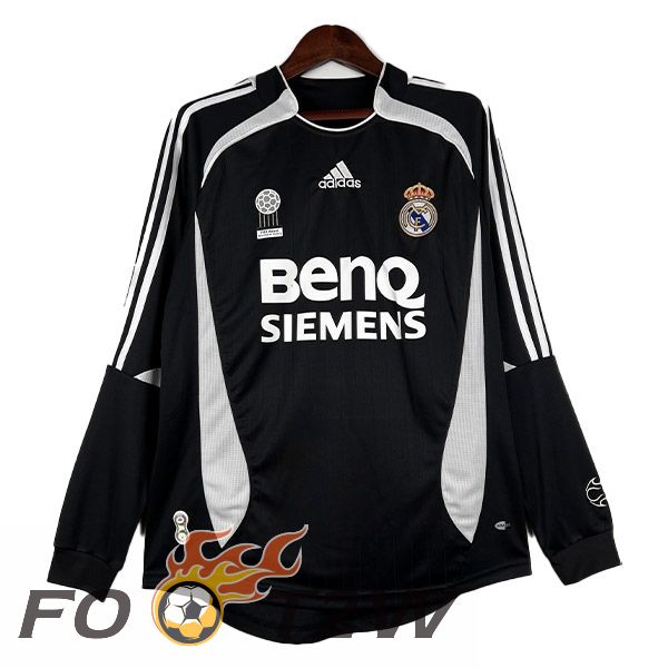 Maillot De Foot Real Madrid Retro Third Manche longue Noir 2006-2007