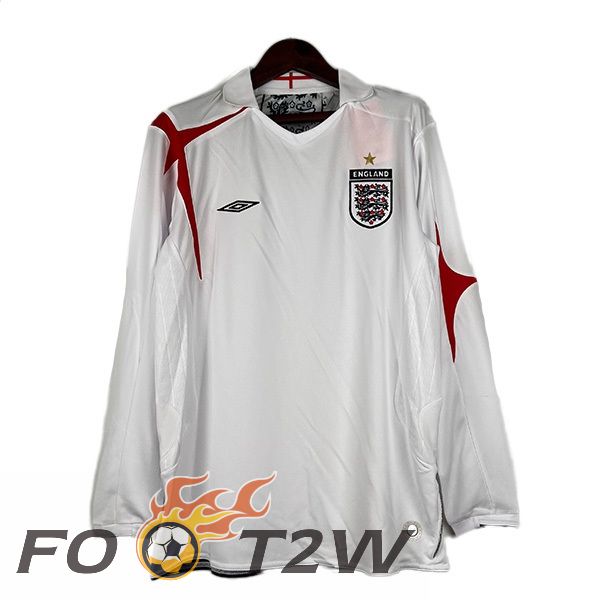 Maillot De Foot Angleterre Retro Domicile Manche Longue Blanc 2006