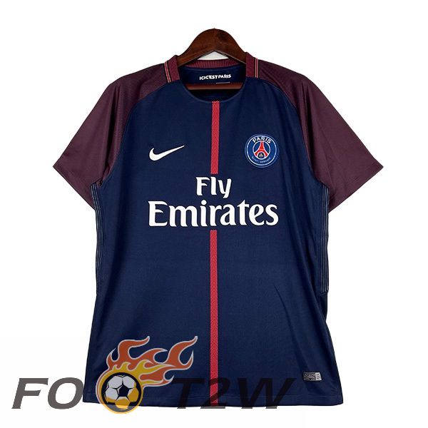 Maillot De Foot Paris PSG Retro Domicile Bleu Royal 2017-2018