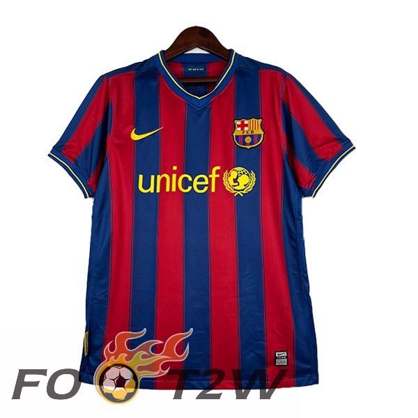 Maillot De Foot FC Barcelone Retro Domicile Rouge Bleu 2009-2010