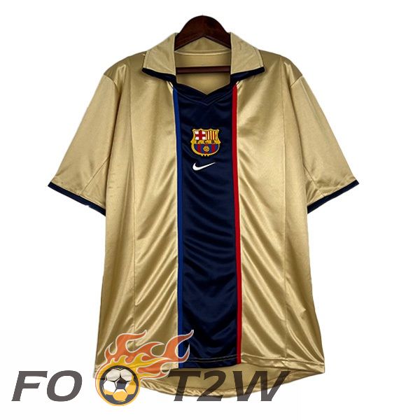 Maillot De Foot FC Barcelone Retro Exterieur Jaune 2002-2003