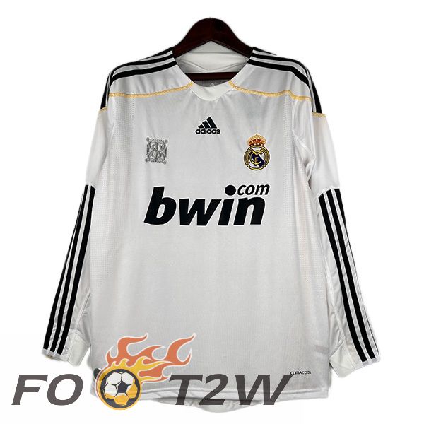 Maillot De Foot Real Madrid Retro Domicile Manche Longue Blanc 2009-2010