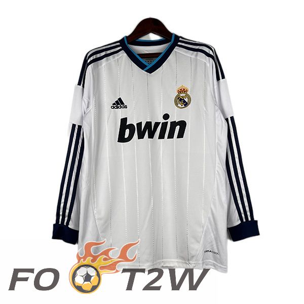 Maillot De Foot Real Madrid Retro Domicile Manche Longue Blanc 2012-2013