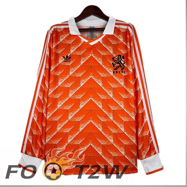 Maillot De Foot Pays-Bas Retro Domicile Manche Longue Orange 1988