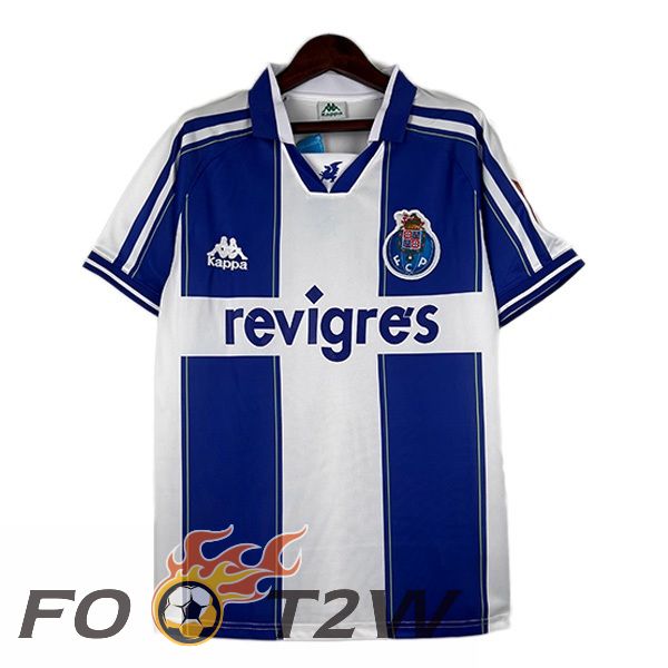 Maillot De Foot FC Porto Retro Domicile Bleu Blanc 1998-1999