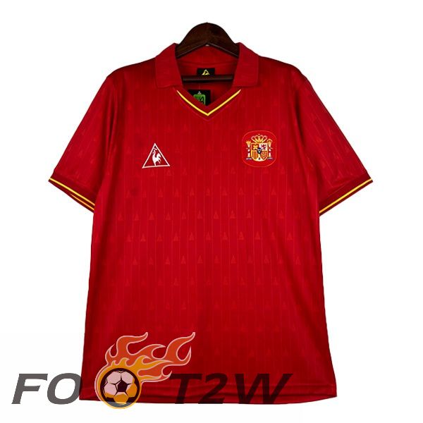 Maillot De Foot Espagne Retro Domicile Rouge 1988-1991