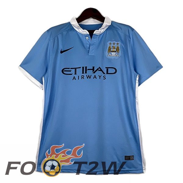 Maillot De Foot Manchester City Retro Domicile Bleu 2015-2016