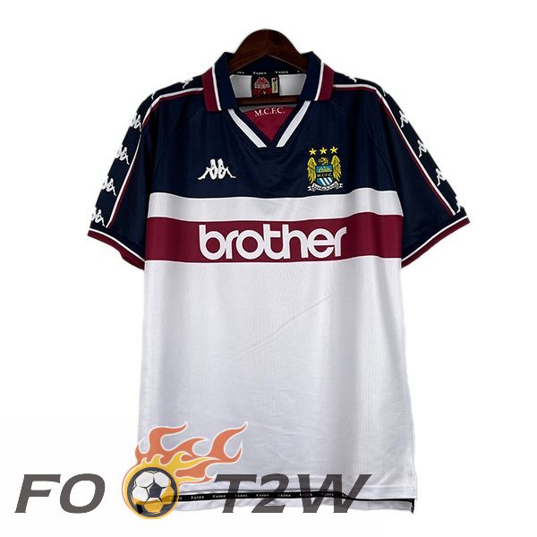 Maillot De Foot Manchester City Retro Exterieur Blanc 1997-1998