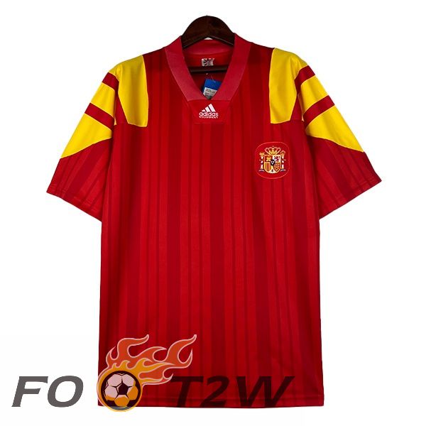 Maillot De Foot Espagne Retro Domicile Rouge 1992-1994