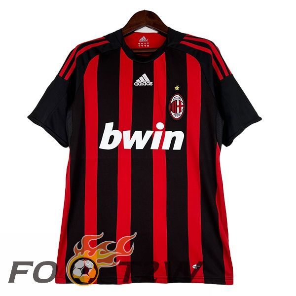 Maillot De Foot AC Milan Retro Domicile Rouge Noir 2008-2009