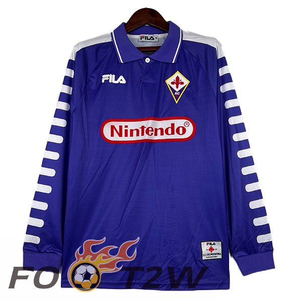 Maillot De Foot ACF Fiorentina Retro Domicile Manche Longue Bleu 1998