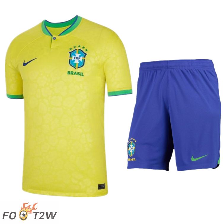 Ensemble Maillot Foot Bresil Domicile + Short Coupe Du Monde 2022