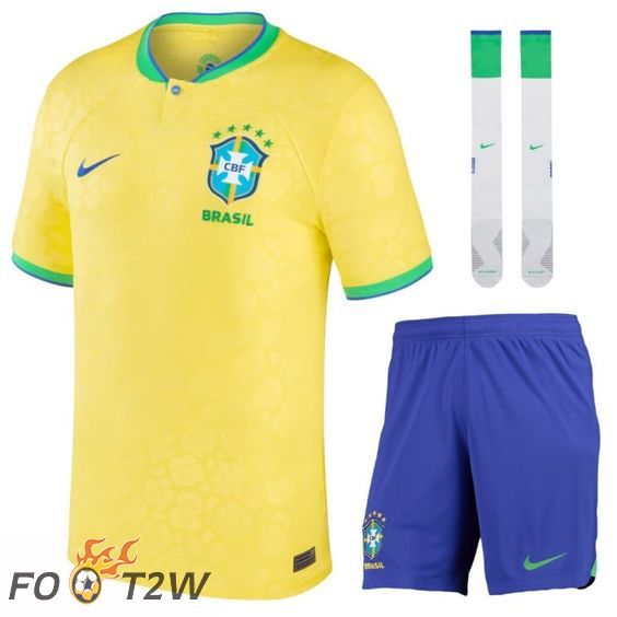 Ensemble Maillot Foot Bresil Domicile (Short + Chaussettes) Coupe Du Monde 2022