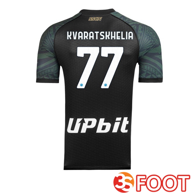 Maillot De Foot SSC Naples (Khvicha Kvaratskhelia 77) Third Noir 2023/2024