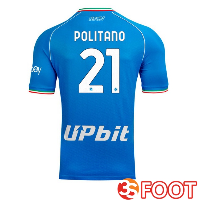 Maillot De Foot SSC Naples (Matteo Politano 21) Domicile Bleu 2023/2024