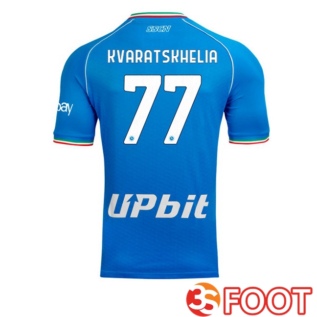 Maillot De Foot SSC Naples (Khvicha Kvaratskhelia 77) Domicile Bleu 2023/2024