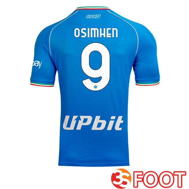 Maillot De Foot SSC Naples (Victor Osimhen 9) Domicile Bleu 2023/2024