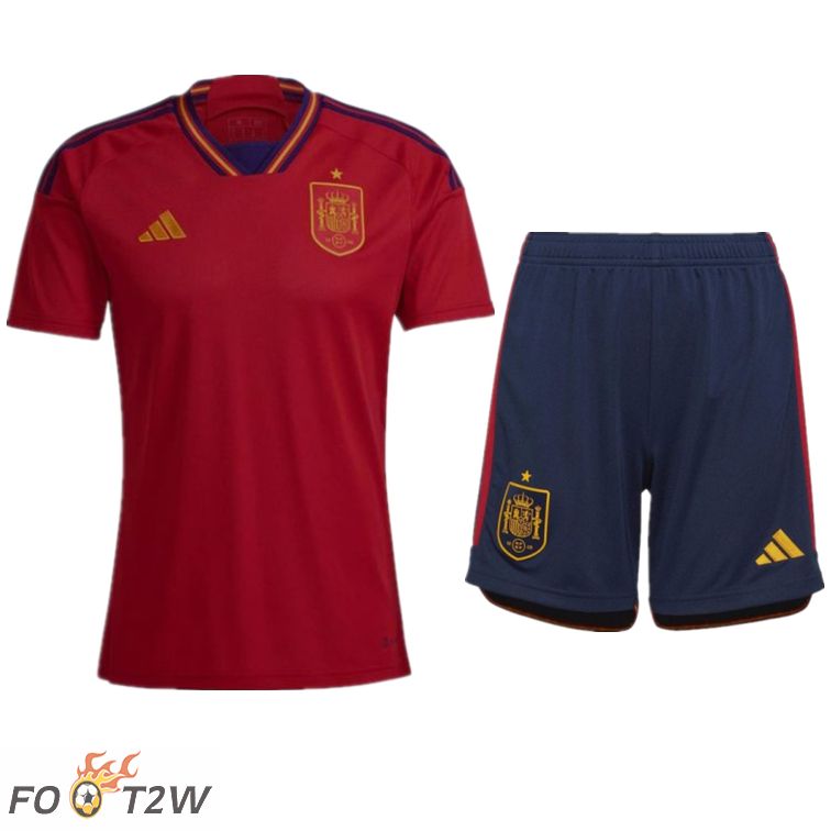 Ensemble Maillot Foot Espagne Domicile + Short Coupe Du Monde 2022