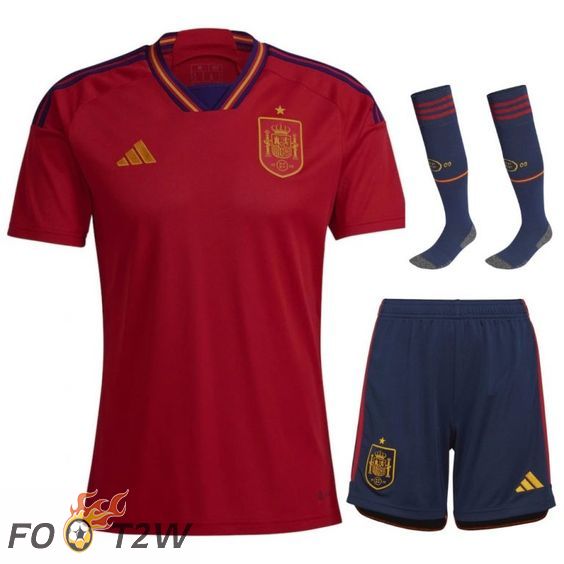 Ensemble Maillot Foot Espagne Domicile (Short + Chaussettes) Coupe Du Monde 2022